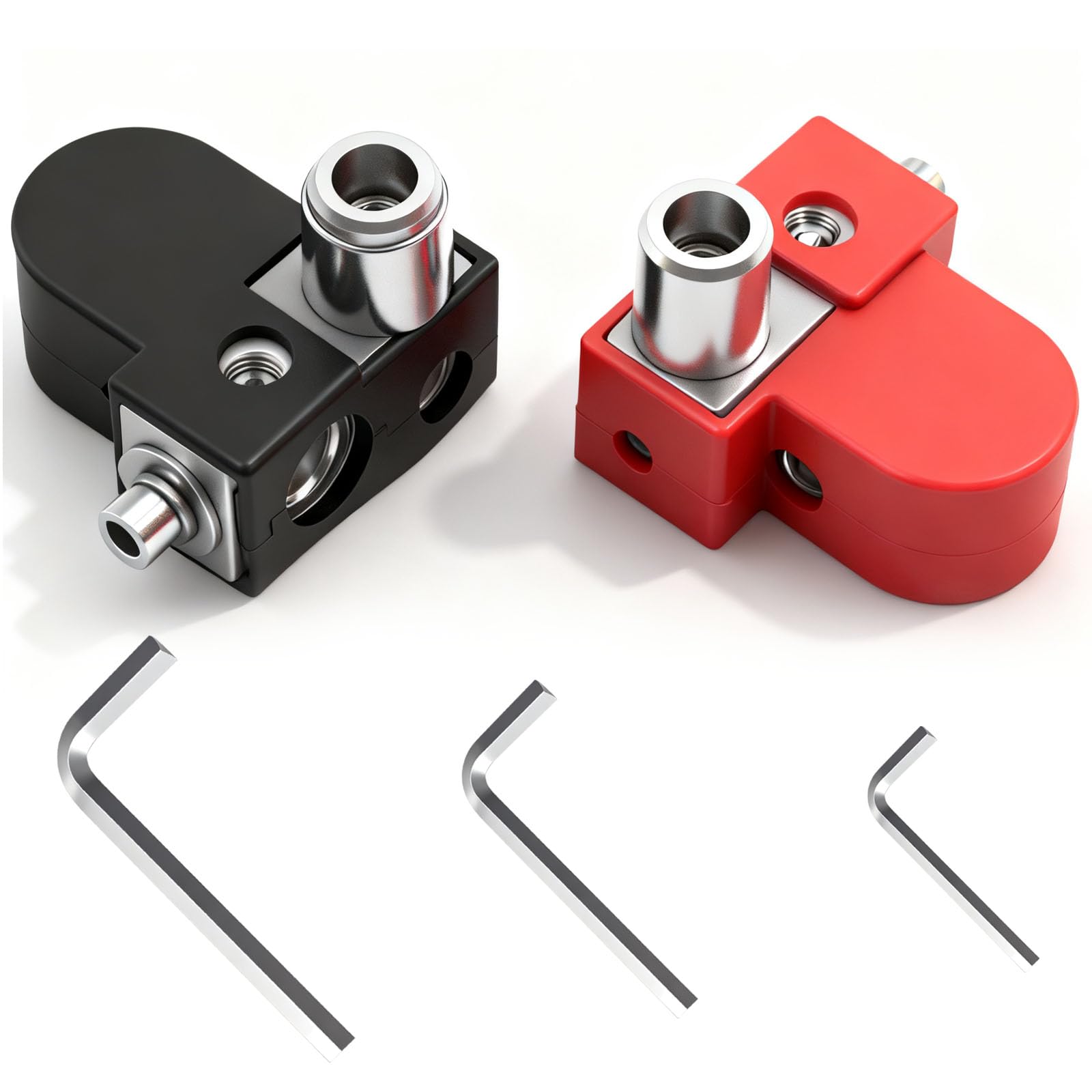 Photo 1 of Battery Terminal Connectors, Universal Car Battery Terminals With Adaptor Collars, Battery Connectors For 0/2/4 Gauge & 4/8 Gauge Outputs, Top Post or Side Post Battery Terminal With Silicone Case