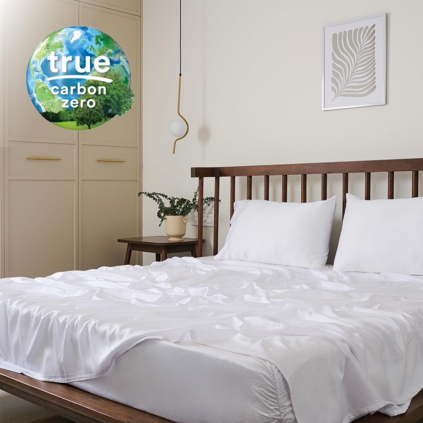 Photo 1 of Weddingly Certified 100% Tencel Split King Lyocell Sheets|5 Piece Set|Sateen Weave|True Carbon Zero|Gentle to Skin|Genuity Tags Included|Natural Sheen|Body Temp Regulation|Austrian Eucalyptus(White)