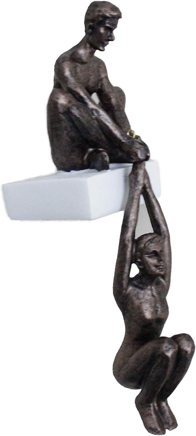 Haute Collage Emotive Figurines Modern Wall Hanging (Faith (Man holding a hanging woman)), Bronze - Image 4