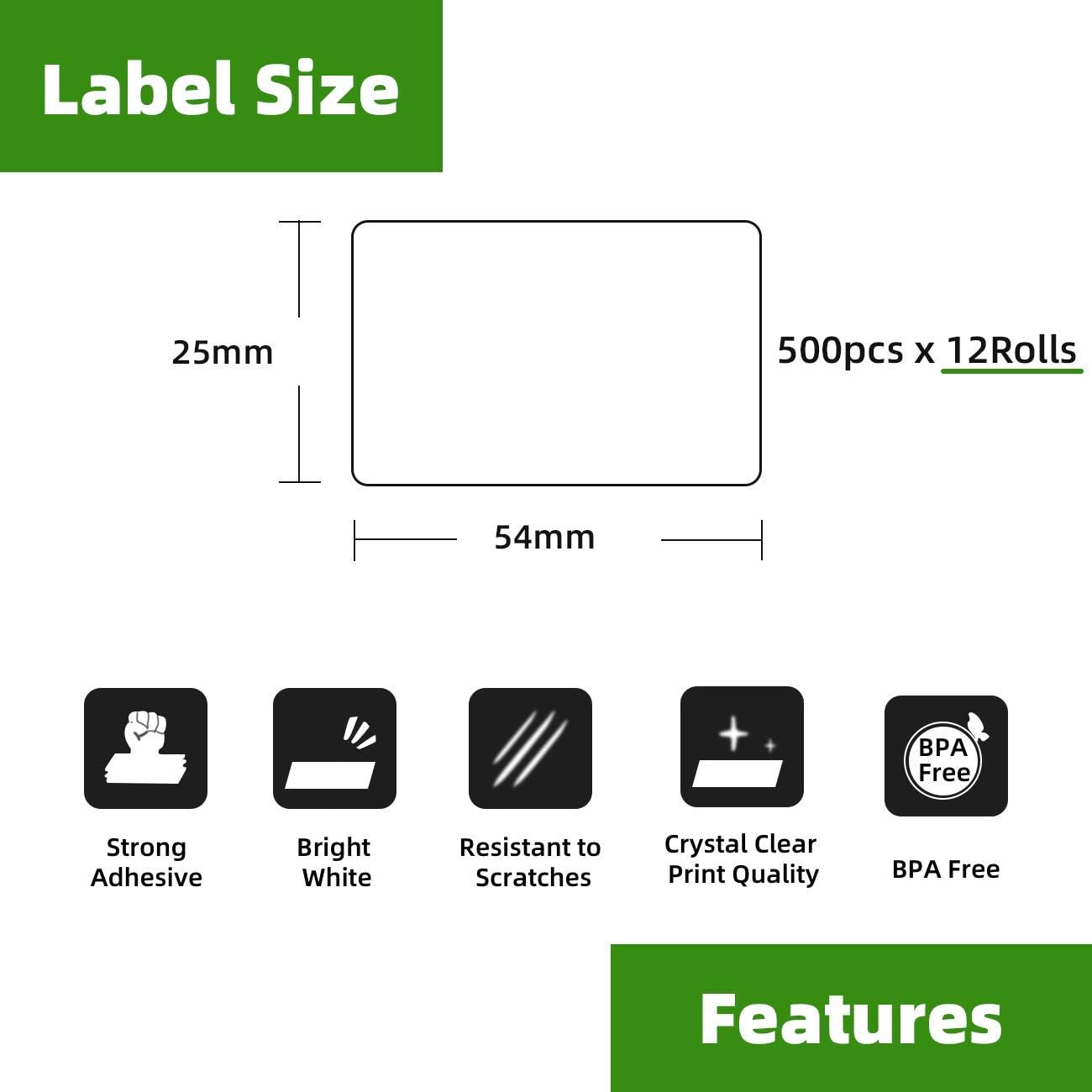 Printholic - Compatible 30336 Adress Labels 1" x 2-1/8" Replacement Labels Compatible for DYMO Labelwriter 450, 450 Turbo, 4XL Multipurpose Labels for Barcode Shipping (12Rolls, 500 Labels/Roll) : Office Products