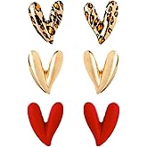 Red Heart Earrings Gold Leopard Print Earrings for Women Leopard Heart Trendy Jewelry Valentine's Day Gifts