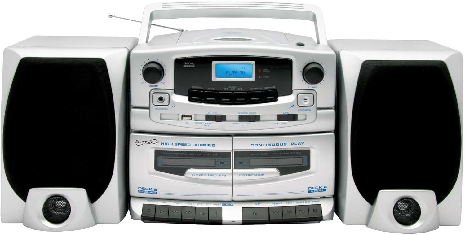 Supersonic SC2020U Double Cassette CD Boombox Amazon.ca Electronics