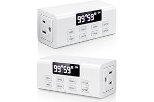 COKWEL Countdown Timer Outlet, Up to 99 Hours, Large Screen and Repeat Function, Inodoor Auto Shut Off Timers for Charger Lig