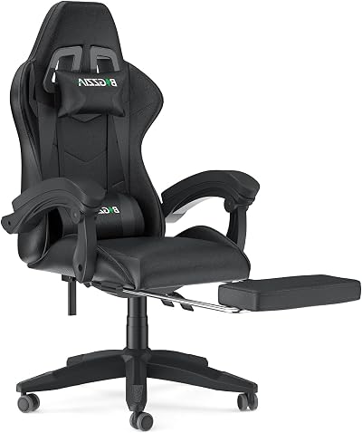bigzzia Ergonomic Gaming Chair with Lumbar Cushion Headrest Black
