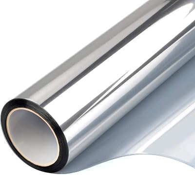 FILMGOO One Way Window Film Silver 60x400 cm Static Non-Adhesive Privacy