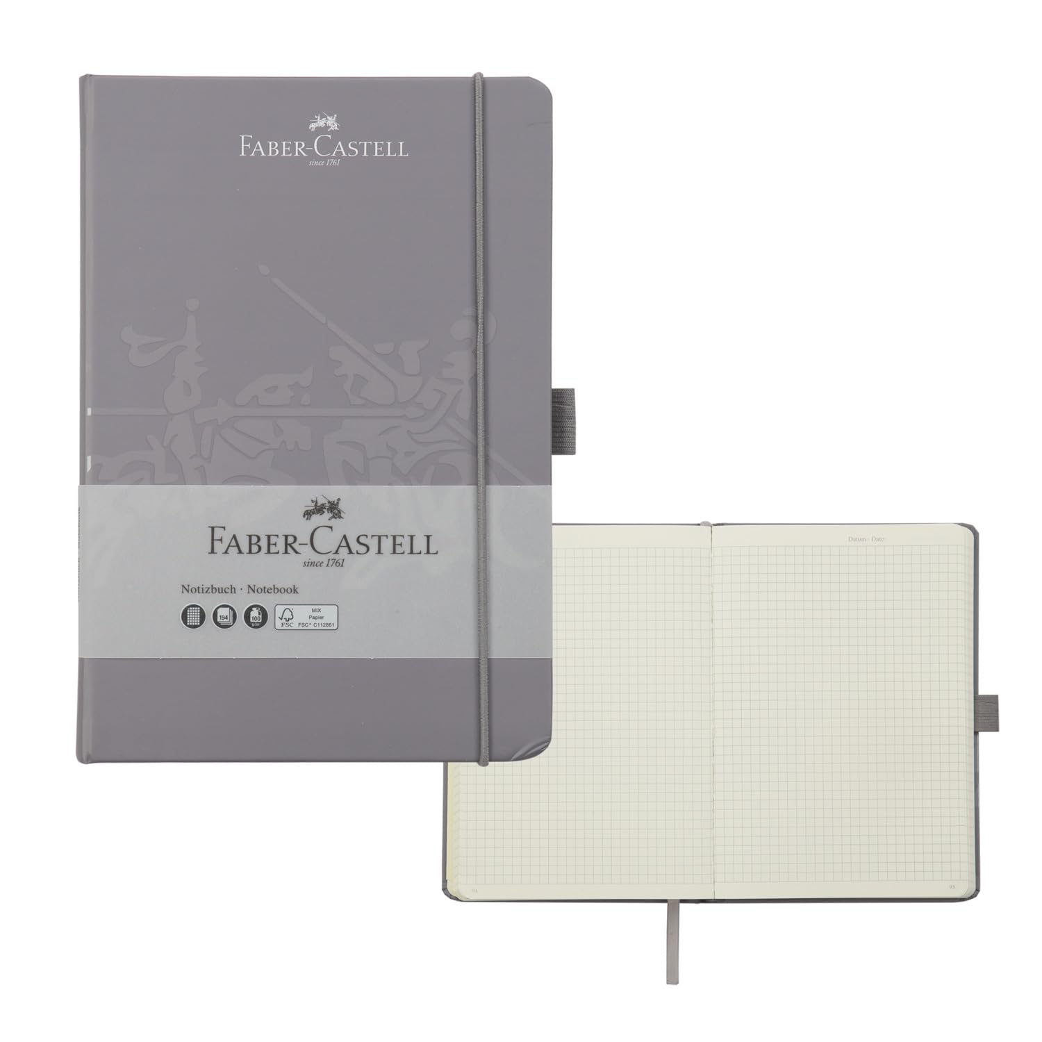 Faber-Castell 27825 Notebook DIN A5 145 x 210 mm Paper Quality 100 g/m² FSC Mix Dapple Grey Pack of 1