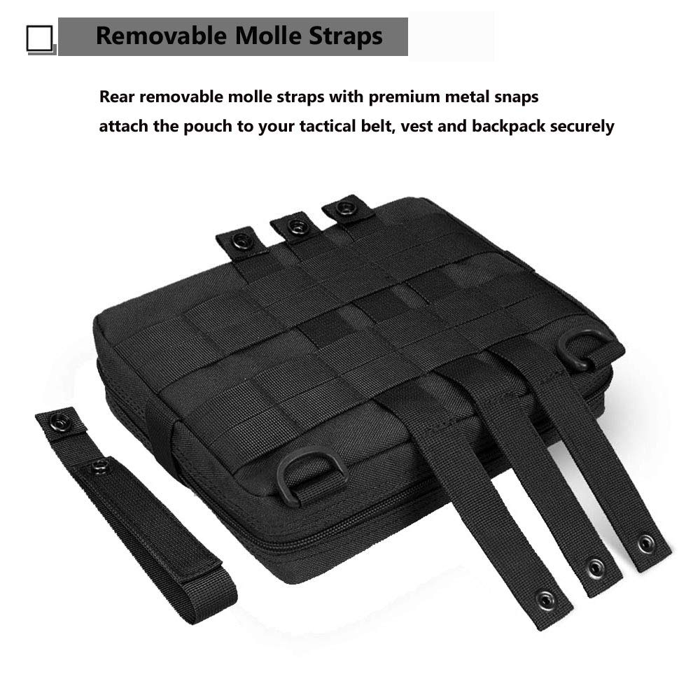 DELSWIN Tactical Molle Pouch - Medical ETM Utility Bag EDC Organizer Admin Pouch Tool Bag with Adjustable Strap & Emergency Blanket (Black)