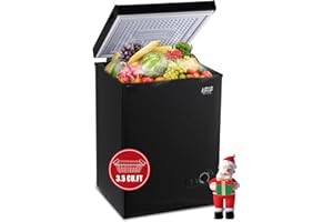 KRIB BLING 3.5 Cu.Ft Chest Freezer 7 Gears Temperature Control(-4°F to 6.8°F), Deep Compact Freezer with a Removable Basket, for Kitchen, Garage, Basement, Black