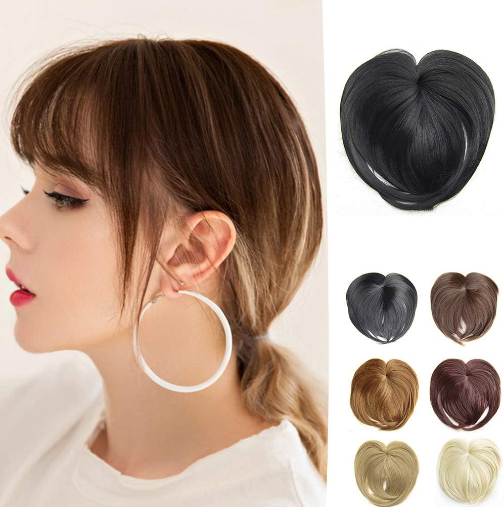 PrettyWit Clip in on Bangs Hair Extensions Fringe Bang-Jet Black 1B