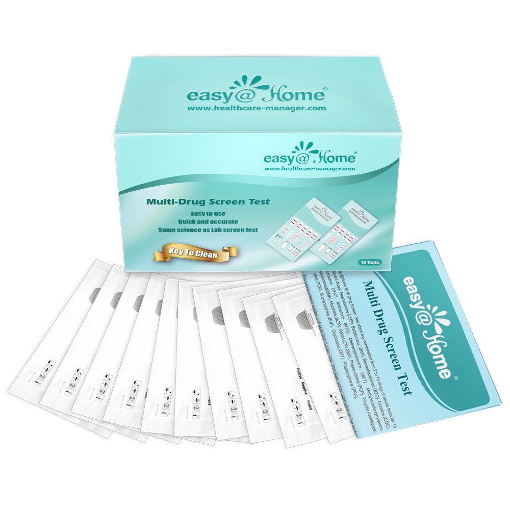 Easy@Home 10 Pack 4 Panel Instant Urine Drug Test - Cocaine (COC), Marijuana (THC), Opiates (OPI), MethAmphetamine (mAMP / MET) EDOAP#144