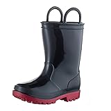 ALLENSKY Kids Rain Boots with Easy-on Handles for