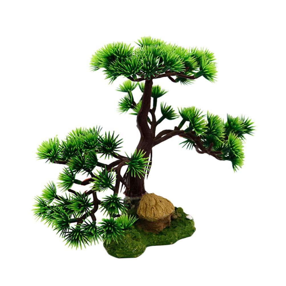 Balacoo Pine Rockery Bonsai Aquarium Decoration Artificial Pine Tree Fish Tank Ornament 9.4 Inch Resin Plant for and Saltwater Tanks