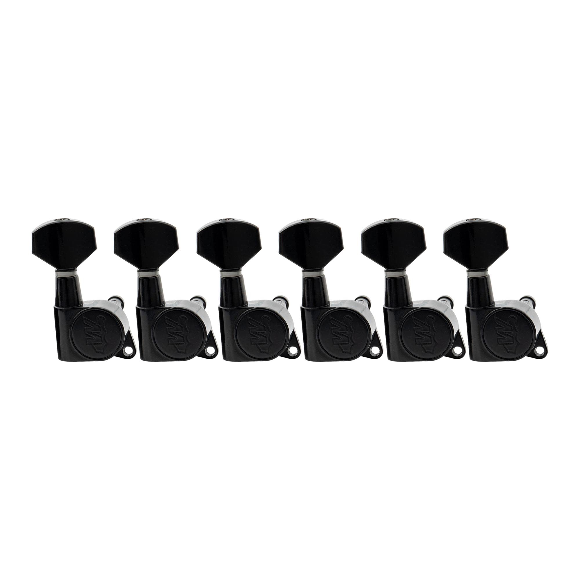 Wilkinson WJN07 6 inline EZ-LOK Guitar Tuners Machine Heads 19:1 Ratio Tuning Pegs Keys for Stratocaster Telecaster Electric Guitar, Black
