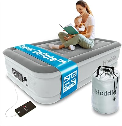 Huddle Never Deflate Luxury Single Air Bed with Built-in Pump Nightlight USB