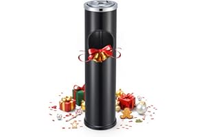 CO-Z Standing Ashtray With Trash Can, Indoor Outdoor With Lid Removable Tray and 1.2 gal Garbage Can, Smokeless Cigar and Was