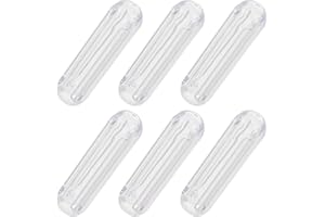 NIYANGLE 6pcs Clear Ribbed Curtain Rod Handle Grip Ergonomic Transparent Drapery Wand End Cap for Living