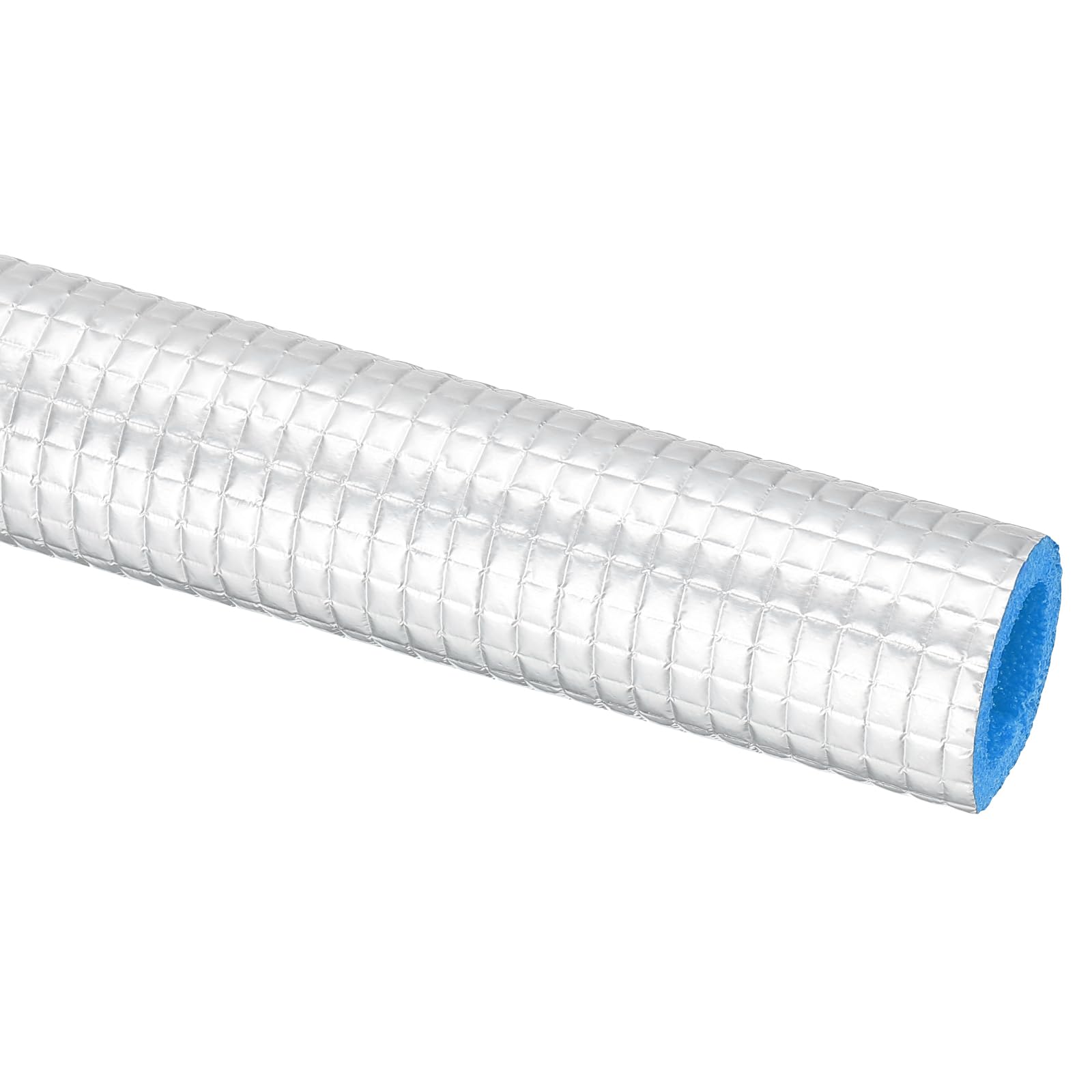 PATIKIL 6.6Ft Pipe Insulation Foam Tubing, 13/16"(20mm) ID 1-1/4"(32mm) OD Heat Preservation Foam Tube Cover Wrap with Aluminum Foil for AC Unit Air Conditioner Water Pipe, Silver Blue