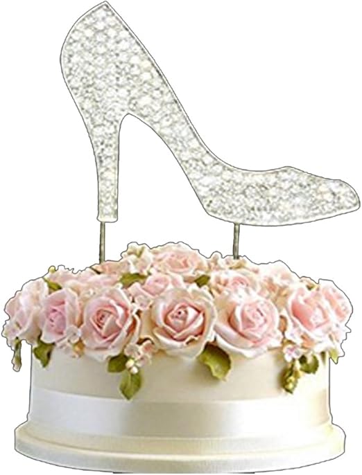 Amazon Com Rhinestone Silver Diamante High Heel Shoe Birthday