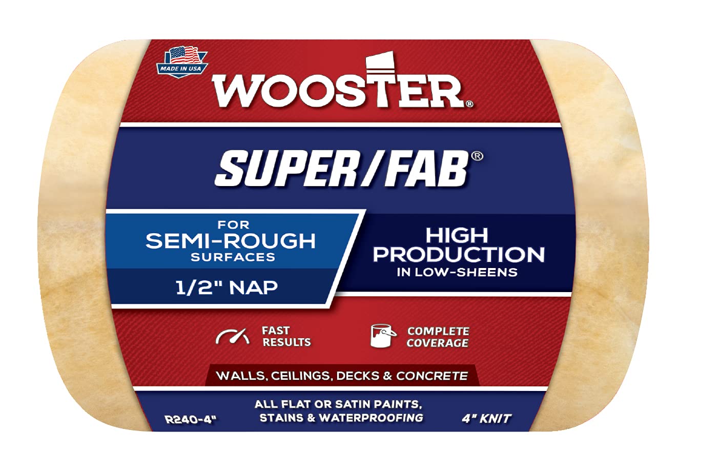 Photo 1 of Wooster Brush R240-4 Super/Fab Roller Cover, 1/2-Inch Nap, 4-Inch