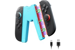 JEMDO Magnetic JoyCon Charger Grip Compatible with Nintendo Switch 2 Only – Ergonomic LED Charging Grip for JoyCon 2 with USB-C Cable, Travel-Ready, Blue