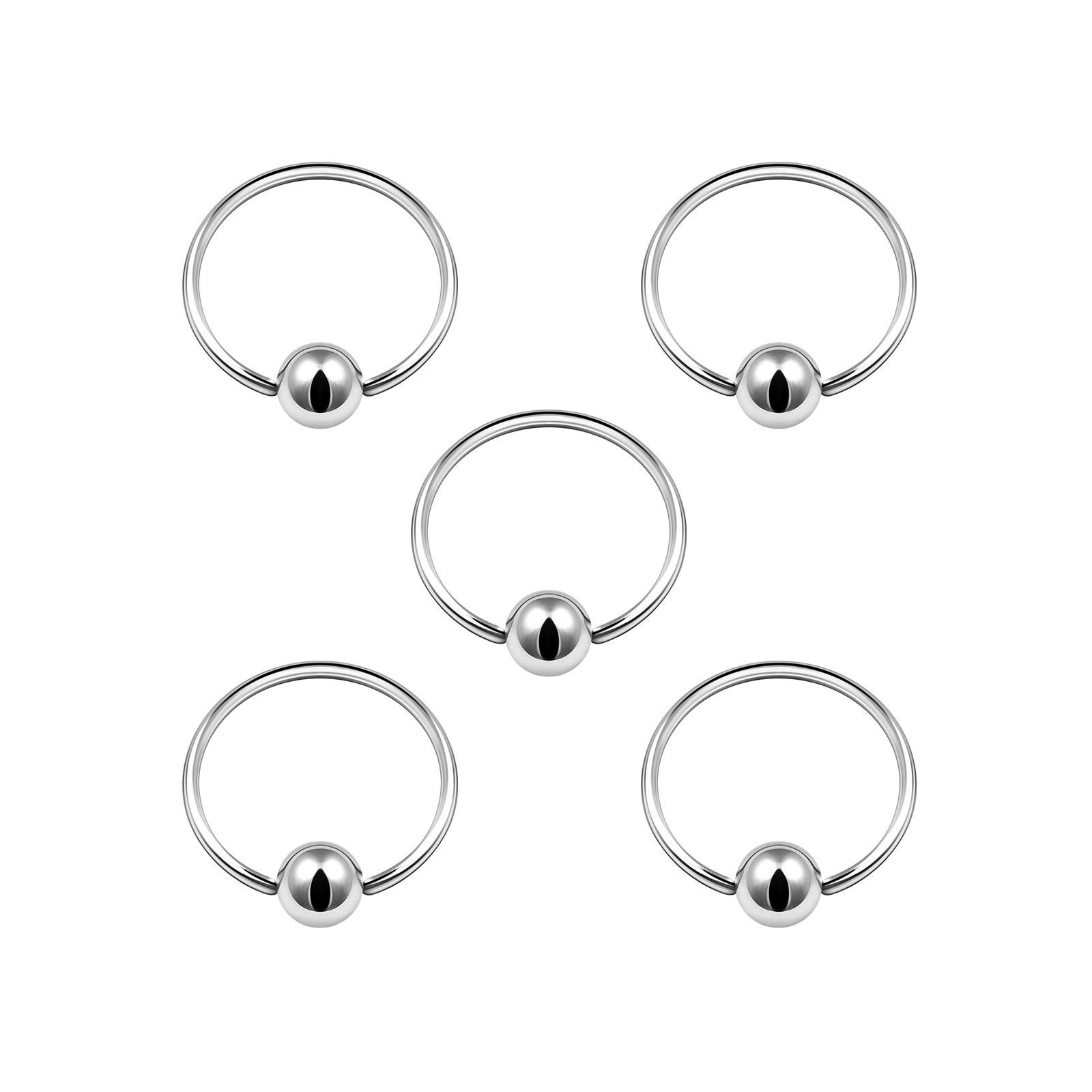 BanaVega 5PCS Stainless Steel Captive Bead Hoop 20g 5/16 8mm 3mm Ball Cartilage Tragus Septum Earrings Eyebrow Piercing Jewellery 4999