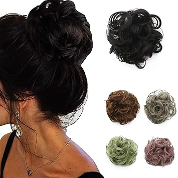 Amazon Com Prettywit Updo Messy Bun Hair Piece Synthetic Wavy