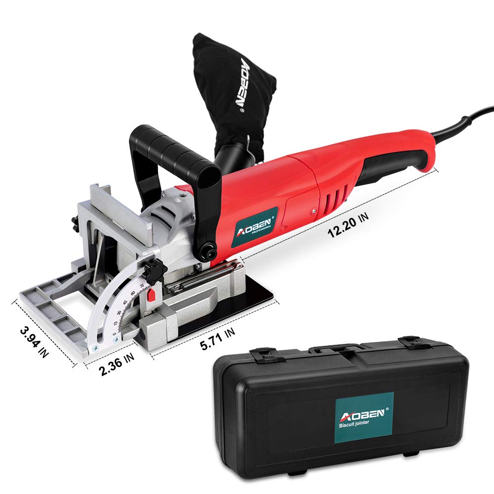 AOBEN 8.5 Amp Biscuit Cutter Plate Joiner With No. 20 Wood(50 Pieces), 4" Tungsten Carbide Tipped Blade, Adjustable Angle And Dust Bag