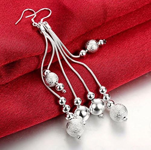 Banbo&Yohi Silver Ladies' Earrings. with Flower Pendant. Earring droops for Women