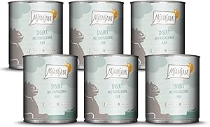 MjAMjAM - Premium Nassfutter für Katzen - Insekt mit vorzüglichem Kalb, 6er Pack (6 x 800 g), getreidefrei mit Insektenprotein
