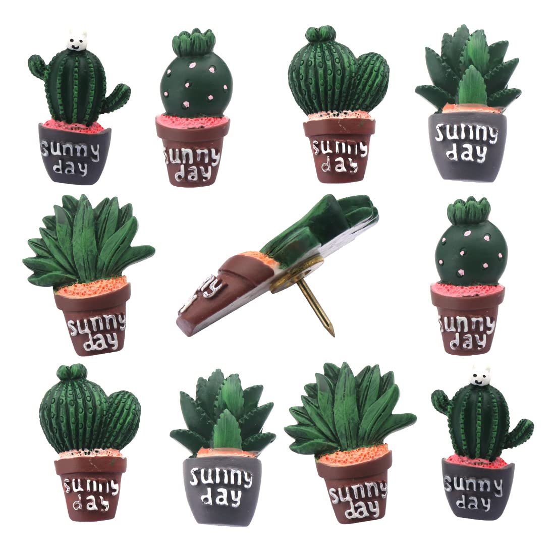 KOTU 12 Pack Cute Creative Cactus Pot Culture Shaped Pushpins Drawing Pins