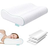 Releep Ergonomic Memory Foam Pillow - Orthopedic Cervical Support Pillow for Neck & Shoulder Pain Relief, Adjustable Contour Pillow for All Sleeping Positions,King Size