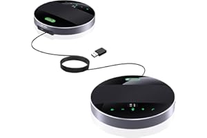 TONGVEO 2-in-1 Conference Speaker and Microphone, Daisy Chain Wireless Bluetooth Speakerphone with 360° omnidirectional mics USB/Dongle/Bluetooth Connection 18H Talk Time for 15-30 People Meeting