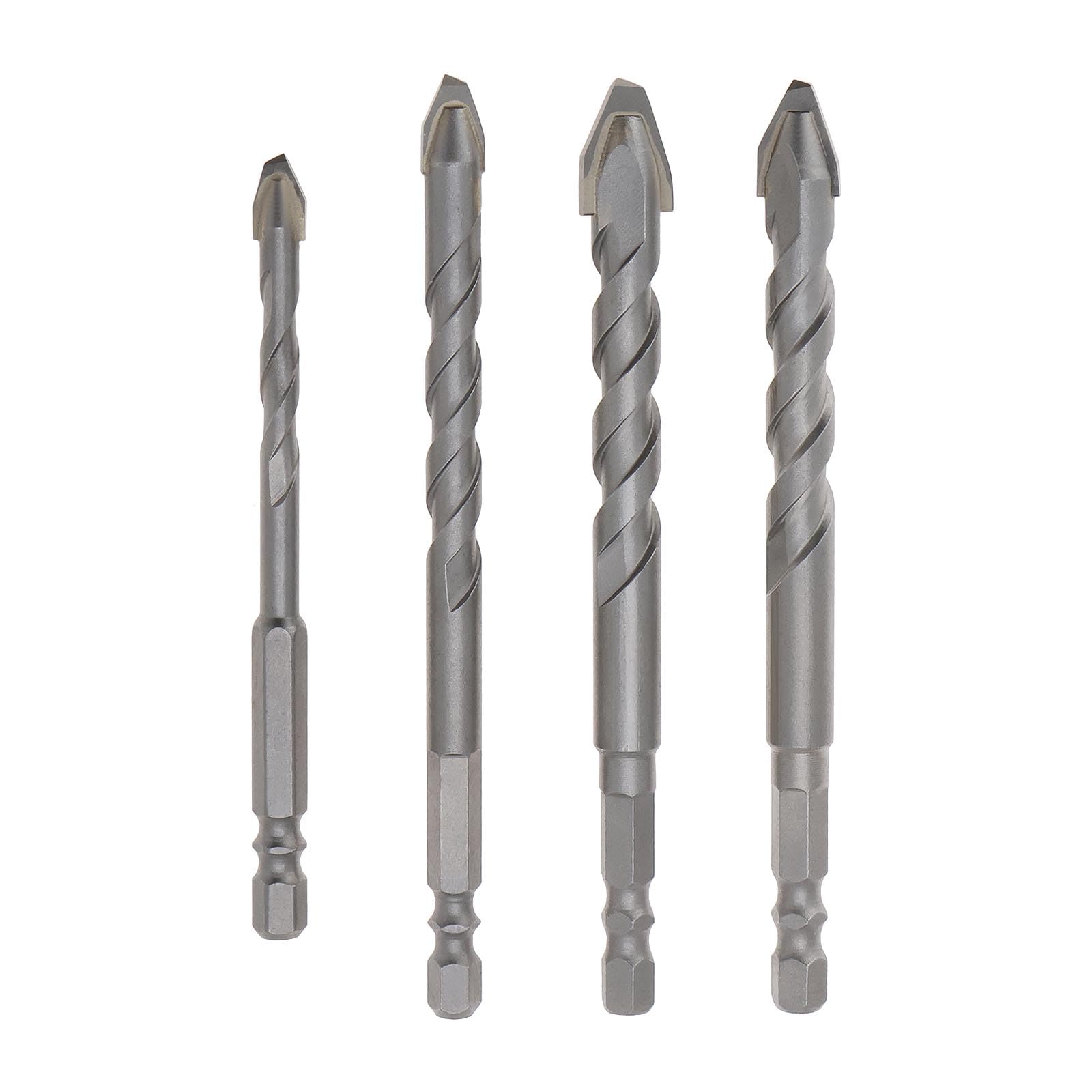 ECSiNG 4PCS Eccentric Twist Drill Bit 6/8/10/12mm Drill Bits Sets Shank Diameter 6.3mm for Tile Brick Plastic Cement Wood Glass Tungsten Carbride Drill