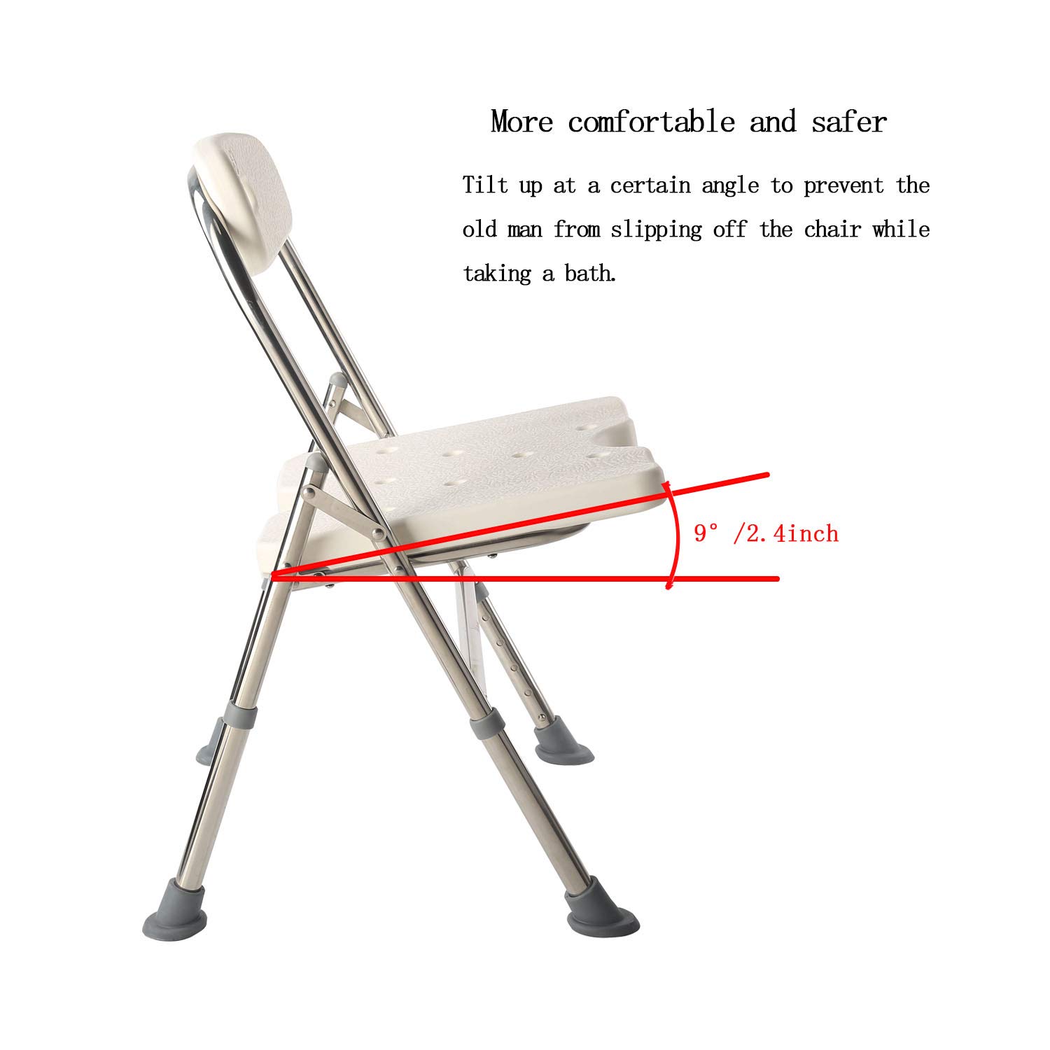 Elderly Assis One-Piece Shower Chair Drive Medical Premium Series Shower Chair with Back Adjustable Bath Chair for Seniors Disabled Injured Pregnant Woman White Supports Up to 330 Lbs