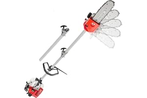 MAXTRA Gas Powered Pole Saw, 90-180 Rotatable Cordless Extension Chainsaw for Tree Trimming with 3.6ft Extension Pole Reach to 16 feet for Tree Limb Branches Pruning, Adjustable Saw Head