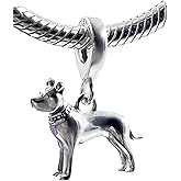 Bolenvi Pitbull American Pit Bull Terrier Bully Dog Dangle Pendant Charm - Omni Clasp Clip on 925 Sterling Silver Charms Compatible with Pandora & Similar Bracelets, Necklaces & DIY Jewelry