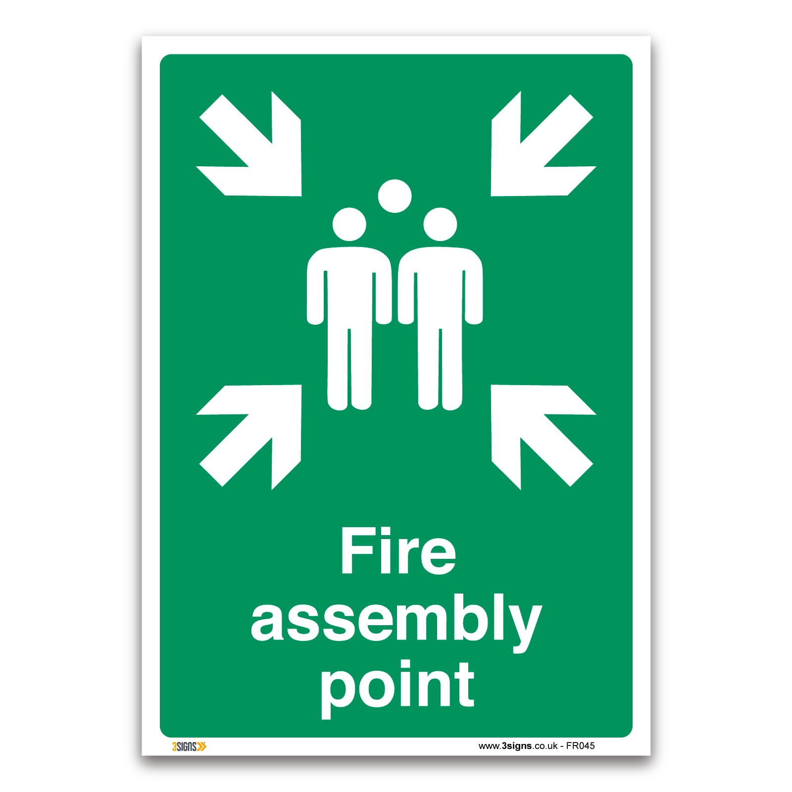 Set of 2 Fire assembly point Sign - 1mm Rigid Plastic Sign - Fire Action Safety - Mandatory Safety Signage (Pack of 2 - A4-297 x 210mm)