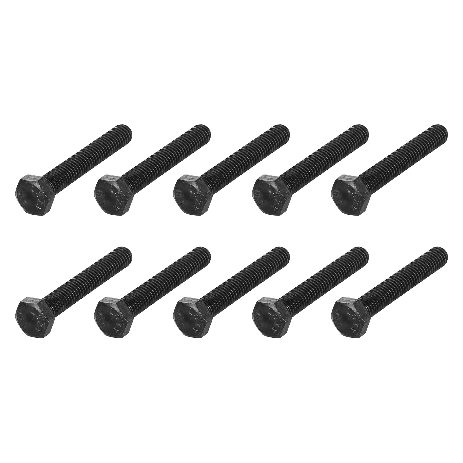 METALLIXITY Hex Bolts (M8-1.25x50mm) 15Pcs, 12.9 Grade Carbon Steel Fully Threaded Black Oxide, Coarse Thread UNC Hex Head Screw Bolt - for Mechanical Repair