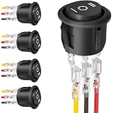 DAESENN 3 Pin 3 Position ON-Off-ON Rocker Switch 12V, SPDT Latching Toggle Switch Pre-Wired with Wire Leads, 6A/250V AC 10A/125V DC for Auto Car Marine Boat RV Truck &mdash; 5-Pack