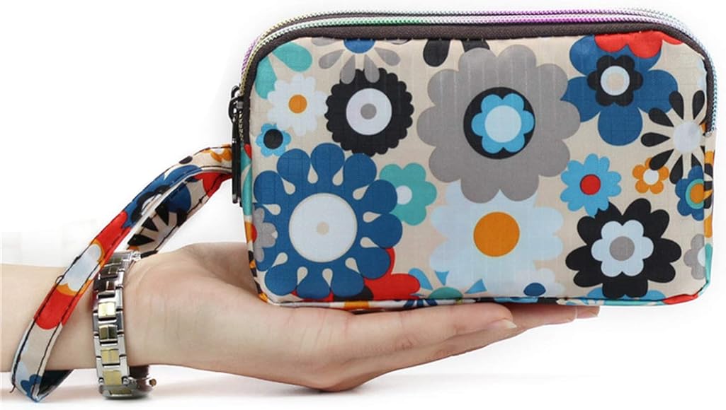 Amazon お財布人気かわいいレディース 防水携帯電話 財布 3層 リンク 携帯電話 キー布バッグ ホワイトプリント 硝子フェアリー 財布 財布