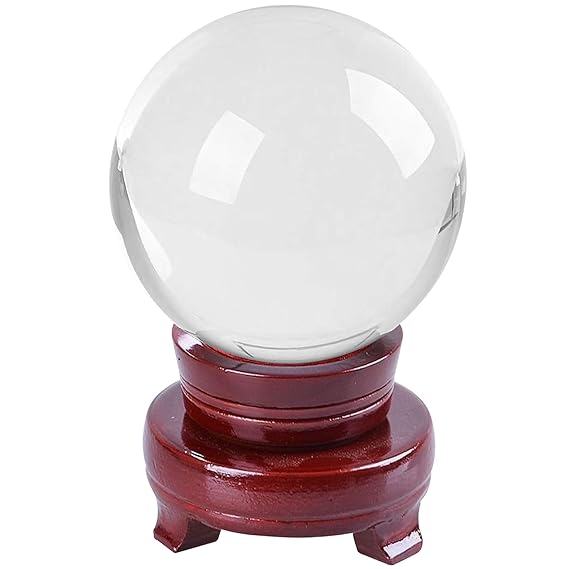 Innova MYSTIC ORACLE Crystal Meditation Ball with Wooden Display Stand │ Prism, Orb, Divination