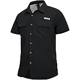 Haimont Men's Fishing Shirts Sun Protection Button Down Hiking Travel Camping Shirt Short Sleeve UV UPF50+ Top