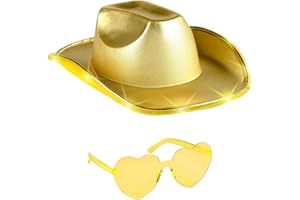 Funcredible Light Up Cowboy Hat and Glasses - Holographic Led Cowboy Hats for Women - Space Cowgirl Costume Outfit