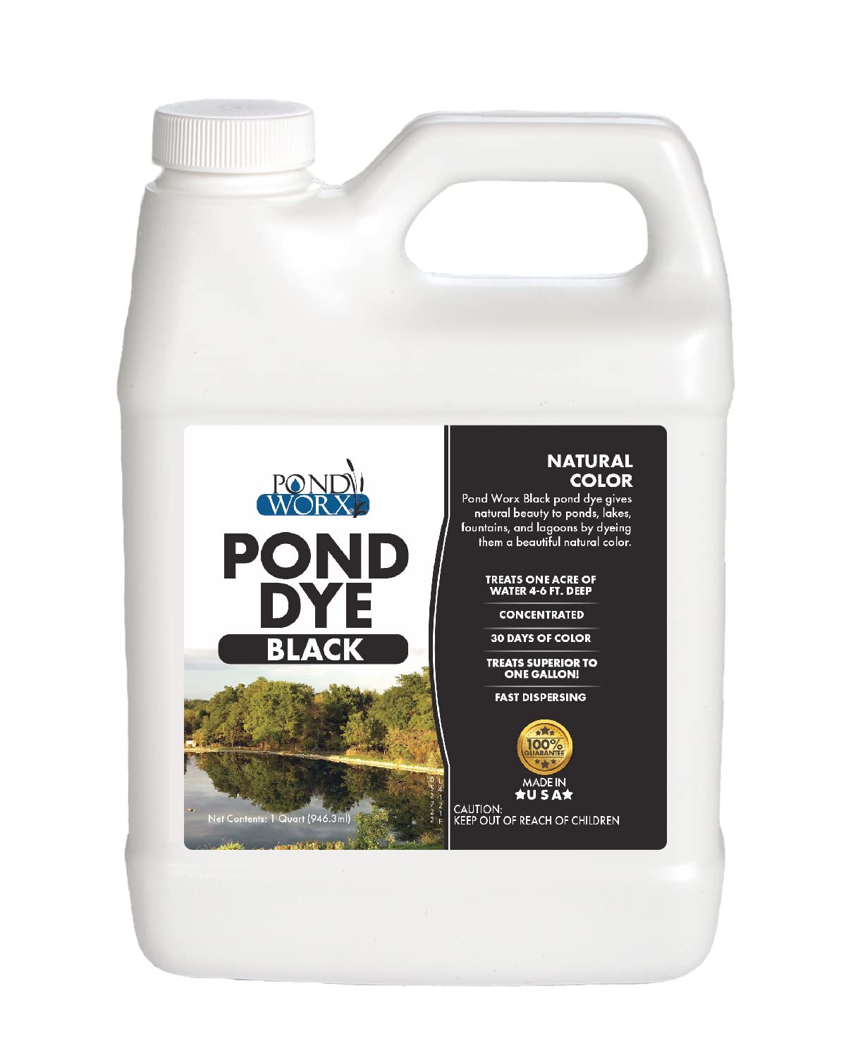 PondWorx Lake And Pond Dye - Ultra Concentrated - 1 Quart Treats 1 Acre Black