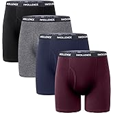 IWOLLENCE Men's Boxer Briefs Breathable Soft Moisture-Wicking Cotton Underwear with Comfort Flex Waistband, Multipack
