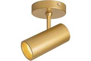 A AISILAN Aisilan LED Gold Directional Dimmable Ceiling Spotlight, Adjustable 90°, Anti-Glare Ceiling Lighting for Indoor Foyer and Living Room - Warm White, 9W COB Chip, CRI 97 Flicker Free
