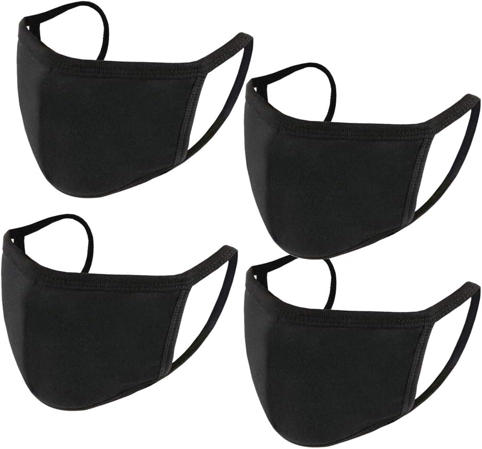 Fashion Black Face Mask Cloth Cover Breathable Thin Reusable washable Made in USA (Pack of 3)……