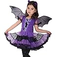 EOZY Girls Bat Vampire Costume Kids Halloween Clothes Animal Cosplay Purple Dress
