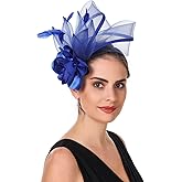 SAFERIN Fascinators Hat Flower Mesh Ribbons Feathers on a Headband and a Clip Tea Party Headwear for Girls and Women