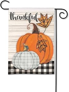 Studio M BreezeArt Plaid Pumpkin Decorative Garden Flag – Premium Quality, 12.5 x 18 Inches